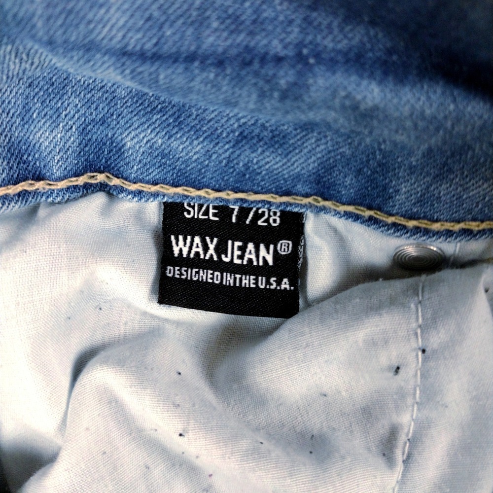 Wax Jean Butt I Love You Skinny Jeans Light Wash Distressed Ripped Size 7/28 - Picture 4 of 9